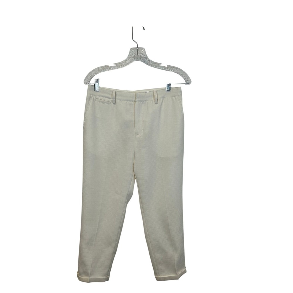 Atsuro Tayama Cream Textured Tailored Trousers Cropped Straight Leg 4 Designer
